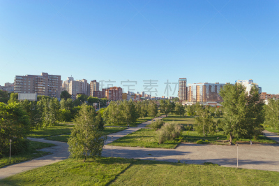 晴朗,白昼,建筑外部,新西伯利亚,夏天,都市风景,热,横截面,顶部,公园