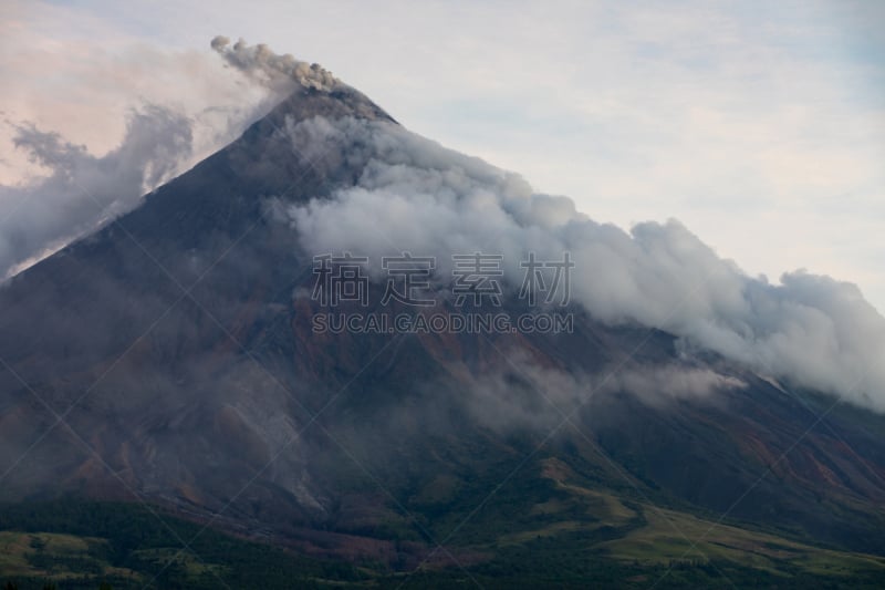 阿尔拜省,菲律宾,马尔地马荣火山,黎牙实比市,水平画幅,熔岩,户外,火山,亚洲,著名景点