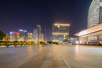 现代,夜晚,建筑外部,方形画幅,杭州,钱塘江,砖,交通,地板,广场
