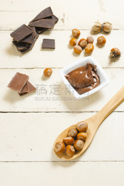 榛子,巧克力,餐具,垂直画幅,留白,无人,古老的,木匙,生食,组物体