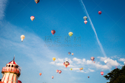 天空,气球,夏天,气球节,布里斯托城,水平画幅,无人,热气球,2015年,布里斯托大学