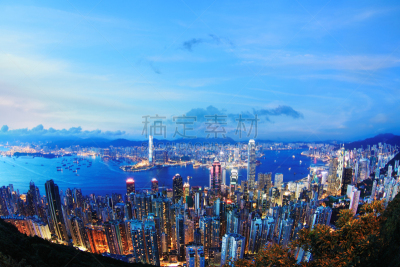 夜晚,中等水平地区,长江中心,山顶凌霄阁,青马大桥,中环广场,湾仔,维多利亚港,维多利亚港湾,全球财政