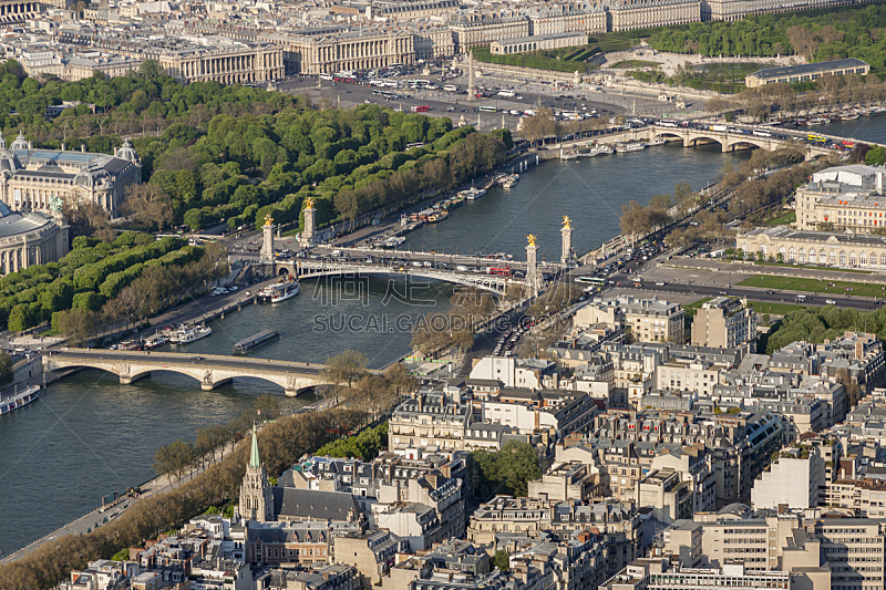 塞纳河,埃菲尔铁塔,航拍视角,巴黎,摄像机拍摄角度,纪念碑,水,城镇景观,水平画幅,无人