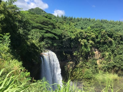 考艾岛,夏威夷,威陆亚瀑布,美国,水平画幅,瀑布,无人,太平洋岛屿,户外,威陆亚河