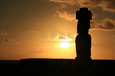 太平洋,考古学,复活节岛 ,智利,亚虎达喜,非凡的,在上面,桨叉架船,剪影,日落