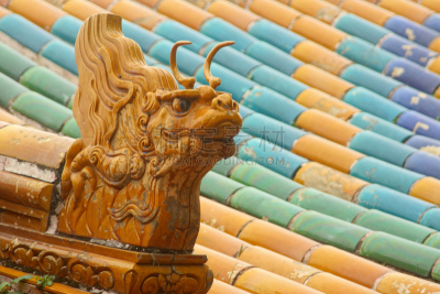 颐和园,屋顶,大特写,昆明湖,旅游目的地,水平画幅,东亚,陶瓷制品,过去,龙