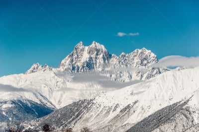 山,冬天,地形,自然美,高大的,天空,美,水平画幅,云,雪
