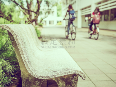 长椅,校园,骑自行车,学生,运动模糊,美,青少年,水平画幅,美人,户外