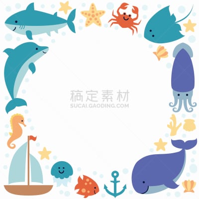 背景,壁纸,文字,海洋生命,海马,鲸,圆形,可爱的,快乐,布置