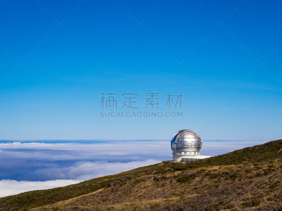 帕尔马,云,天文台,山,西班牙,在上面,技术,草,夏天,户外