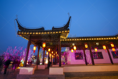 亭台楼阁,传统,建筑,夜晚,江南,特色服装,古代,池塘,自然美,过去