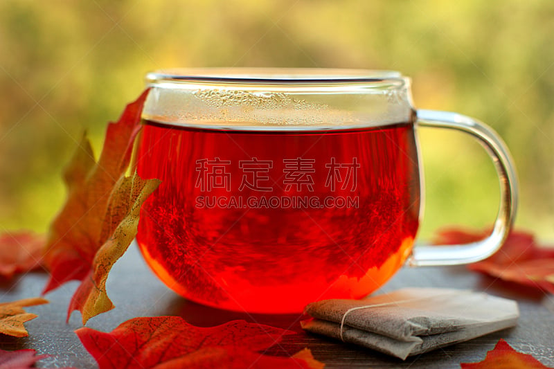 茶,热,窗台,寒冷,杯,橙色,茶包,马克杯,枫叶,窗户
