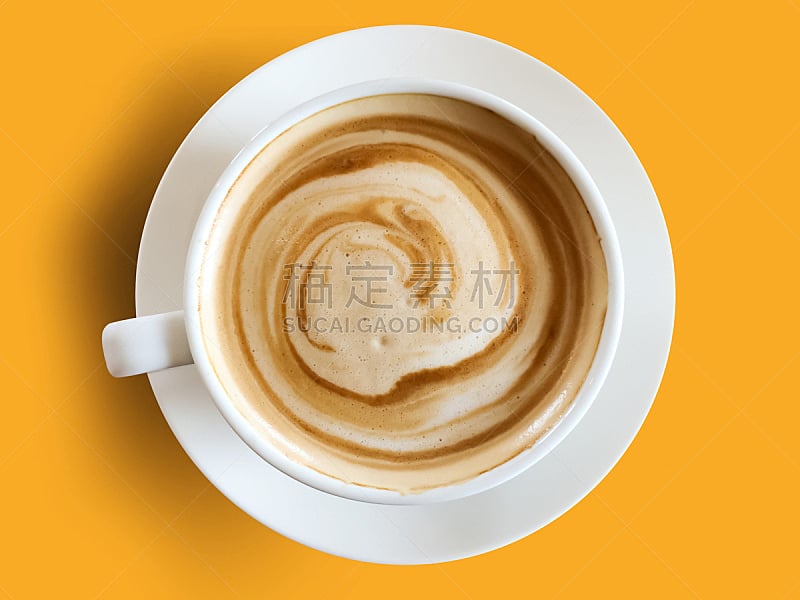 咖啡杯,橙色背景,分离着色,褐色,水平画幅,透过窗户往外看,奶油,早晨,饮料,特写