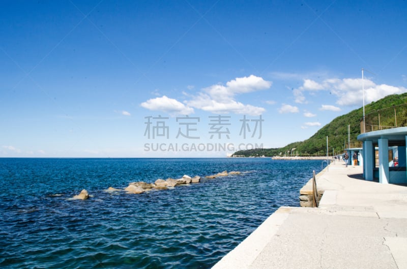 的里雅斯特,天空,海岸线,米拉马莱城堡,水平画幅,无人,城堡,户外,海洋,摄影