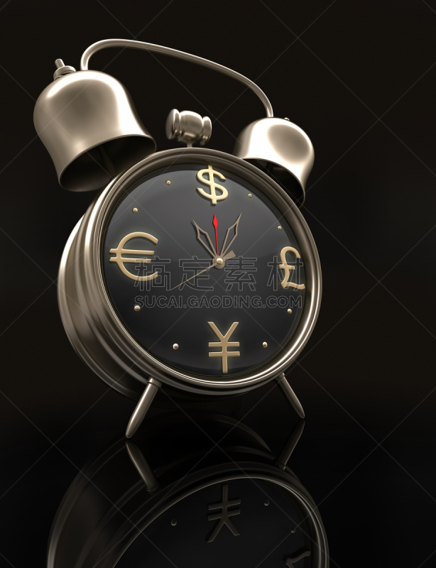 商务,一寸光阴一寸金,地球,打卡器,英镑符号,垂直画幅,时区,夜晚,无人,美元符号