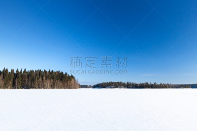 湖,天空,冻结的,蓝色,在下面,深的,寒冷,空的,雪,云杉