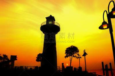 灯塔楼,在之后,法维尼亚纳,芭堤雅,水平画幅,夜晚,无人,夏天,泰国,海滩