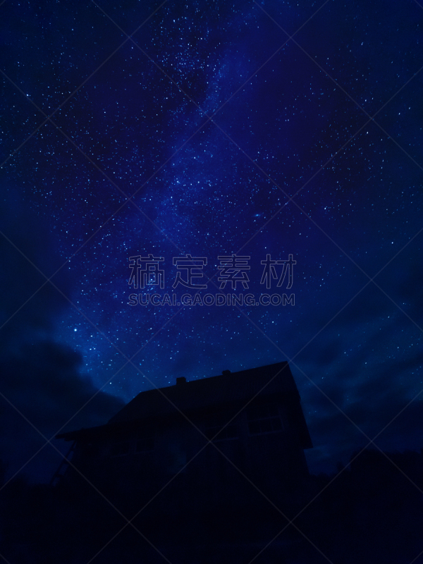 云,天空,夜晚,乡村,房屋,阿尔汉格尔斯克,星星,俄罗斯,国家公园,在上面