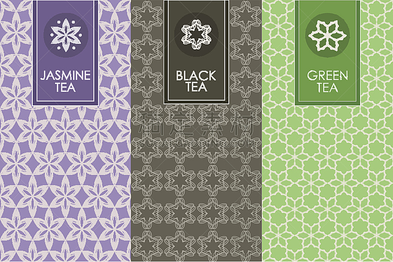 茉莉茶,红茶,轮廓,华丽的,绿茶,图像,模板,四方连续纹样,无人,矢量