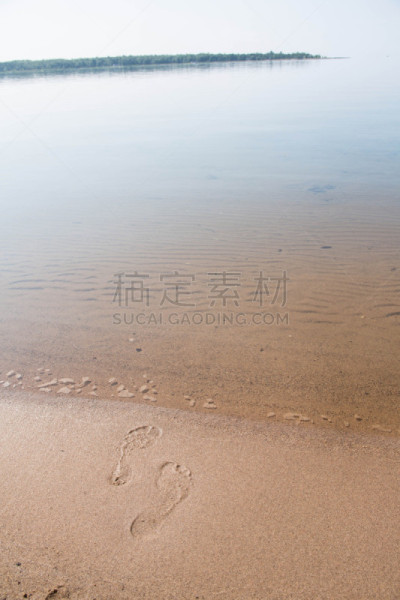 脚印,沙子,海滩,风景,密歇根湖,垂直画幅,湖岸,无人,蓝色,浪漫