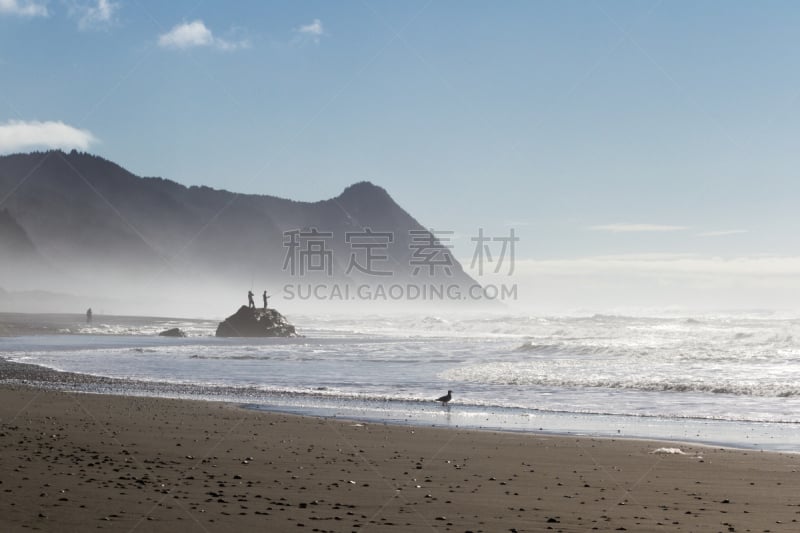 奥勒冈海滨,水,美,水平画幅,早晨,户外,光,海滩,风景,北