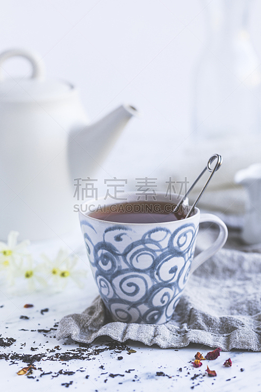 茶杯,静物,白色背景,垂直画幅,热饮,早晨,饮料,光,白色,瓷器