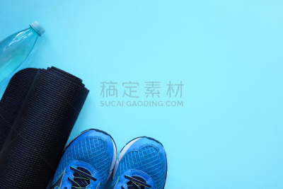 运动,设备用品,背景,健身房,水,留白,收容所,顶部,蓝色背景,健身垫