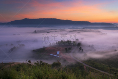 雾,公园,水平画幅,枝繁叶茂,旅行者,夏天,户外,光,泰国,植物