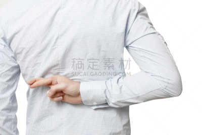 盘着手指,水平画幅,两面派,不诚实,人,背景分离,撒谎者,男商人,男性,影棚拍摄