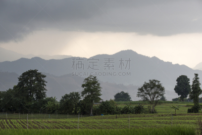 雨,山,农场,平流层,天空,暴风雨,水平画幅,云,无人,湿