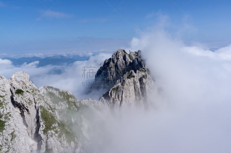 阿尔卑斯山脉,天空,水平画幅,julian alps,无人,夏天,户外,云景,山,斯洛文尼亚