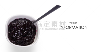 蓝莓,白色,碗,式样,果酱,茶匙,水平画幅,无人,传统,夏天