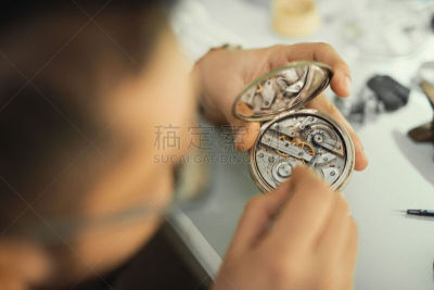 钟表匠,车轮,水平画幅,小型放大镜,符号,古典式,时间,金属,特写,钟