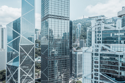 现代,建筑外部,都市风景,公亩,户外,白昼,组物体,银色,蓝色,拥挤的