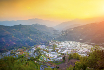 元阳,梯田,云南省,中国,露台别墅,哈尼族,雕塑家,锥形帽,建筑露台,昆明
