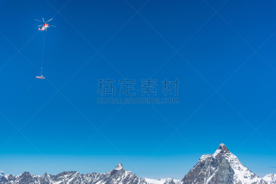 直升机,篮子,红松,天空,风,水平画幅,云,能源,雪,户外