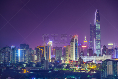 深圳,东莞,广东省,未来,水平画幅,夜晚,无人,曙暮光,户外,都市风景