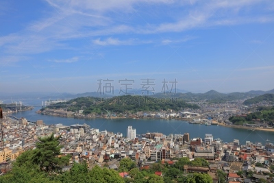 城镇,日本,尾道,电影,水平画幅,曙暮光,户外,房屋,二等兵,海洋