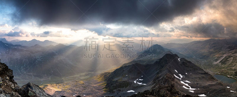 夏天,非凡的,全景,航拍视角,,运动,格劳宝登州,云,瑞士阿尔卑斯山,阴影