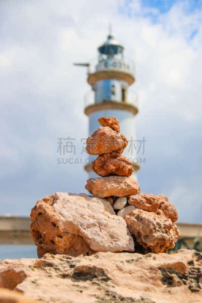 石堆纪念碑,灯塔楼,塞萨利内斯,地形,户外,夏天,蓝色,石材,著名景点,堆