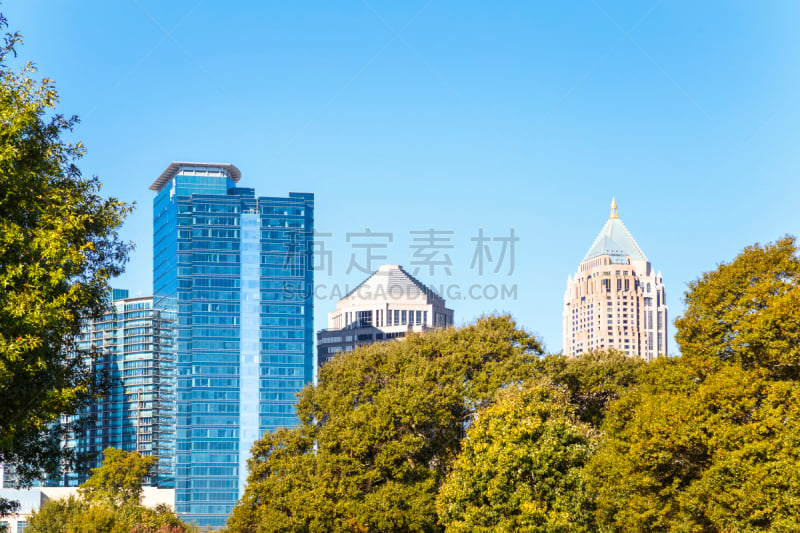 皮得蒙特公园,美国,城市天际线,看风景,乔治亚州,亚特兰大,水平画幅,无人,蓝色,摄影