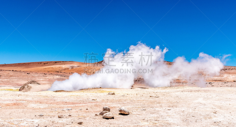 火山,蒸汽,玻利维亚,热,间歇泉,沙漠,户外,硫磺,天空,晴朗