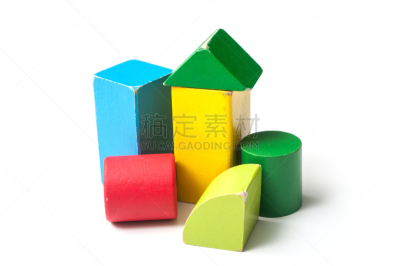 白色背景,多色的,木托,积木,背景分离,法国,玩具,立方体形状,商店扒手,童年