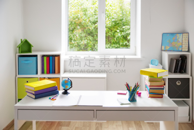 白色,家具,多色的,墙,儿女,现代,窗户,童年,新的,家庭作业