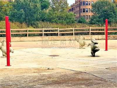 雕塑,熊,美国,艺术,非都市风光,水平画幅,芝加哥市,无人,北美,摄影