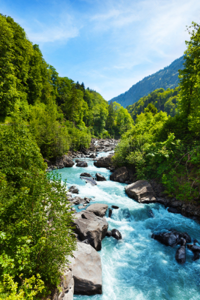 河流,小溪,瑞士,地形,纯净,山,垂直画幅,水,天空,风