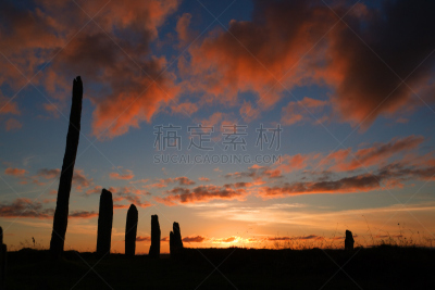 粉色,纪念碑,古代文明,石圈,水平画幅,无人,苏格兰,户外,石材,气候与心情