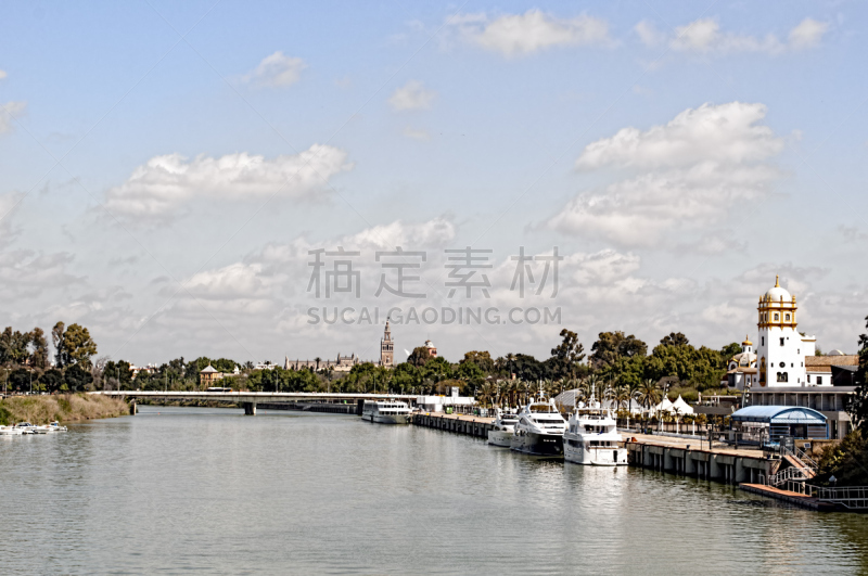 塞维尔,伊比利亚风格,水平画幅,无人,户外,要塞,都市风景,城镇,河流,半岛