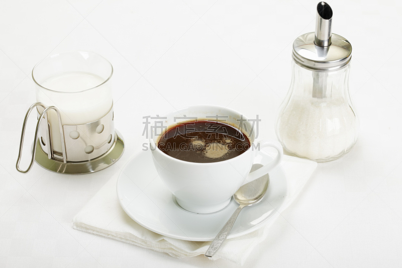 糖,牛奶,浓咖啡,奶制品,水平画幅,纸巾,无人,茶碟,玻璃,组物体