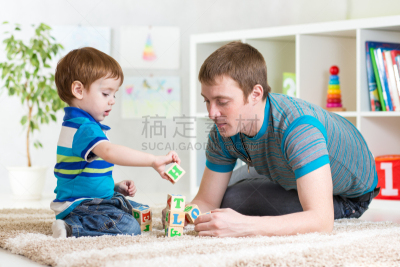 儿童,父亲,进行中,儿子,塑料积木,学龄前,水平画幅,父母,相伴,活动